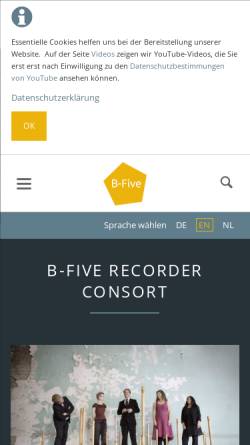 Vorschau der mobilen Webseite www.b-five.eu, B-Five Recorder Consort