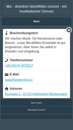 Vorschau der mobilen Webseite www.dresdner-blockfloetenconsort.de, Dresdner Blockflötenconsort
