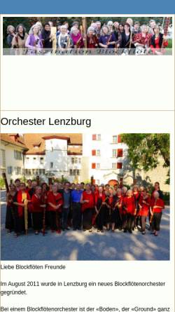 Vorschau der mobilen Webseite www.blockfloeten-orchester.ch, Blockflötenorchester Wohlen Lenzburg