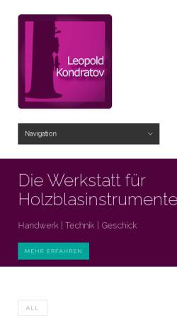 Vorschau der mobilen Webseite www.meinsax.de, Leopold Kondratov, Werkstatt für Holzblasinstrumente