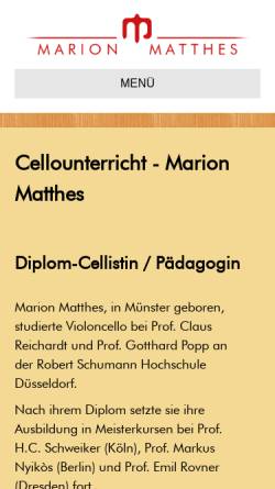 Vorschau der mobilen Webseite www.cellounterricht.info, Matthes, Marion - Cellounterricht
