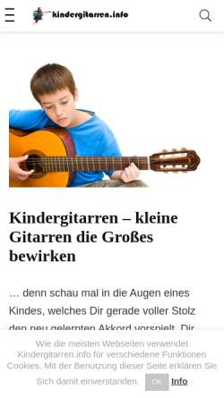 Vorschau der mobilen Webseite www.kindergitarren.info, Kindergitarren.info