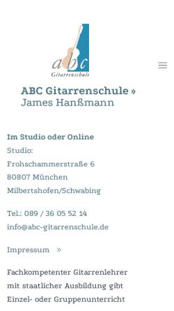 Vorschau der mobilen Webseite www.abc-gitarrenschule.de, Hanßmann, James