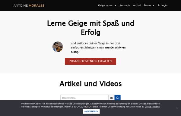 Vorschau von antoine-morales-geige.de, Geige lernen online