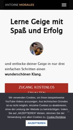 Vorschau der mobilen Webseite antoine-morales-geige.de, Geige lernen online