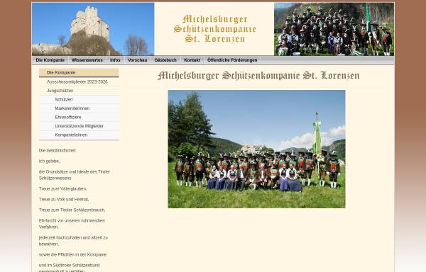 Vorschau von www.michelsburger-schuetzen.com, Michelsburger Schützenkompanie St. Lorenzen