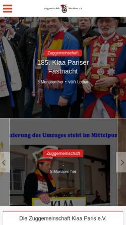 Vorschau der mobilen Webseite www.zuggemeinschaft.de, Klaa Paris