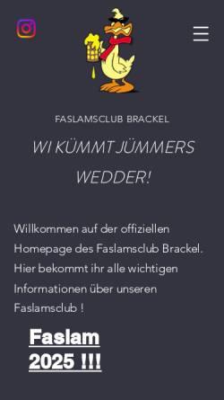 Vorschau der mobilen Webseite www.faslam-brackel.de, Faslamsclub Brackel - Wi kümmt jümmers wedder!