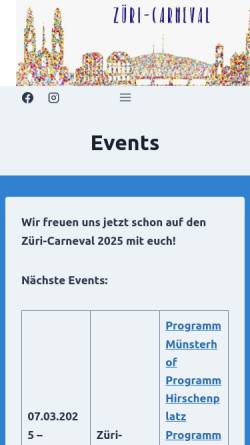 Vorschau der mobilen Webseite www.zuerichcarneval.ch, Züri Carneval