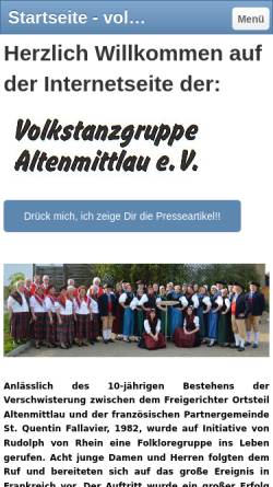 Vorschau der mobilen Webseite www.volkstanzgruppe-altenmittlau.de, Volkstanzgruppe Altenmittlau