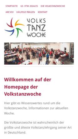 Vorschau der mobilen Webseite volkstanzwoche.de, Volkstanzwoche in Freiburg