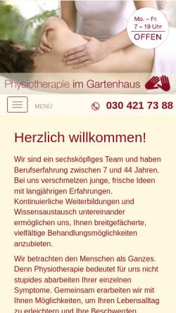 Vorschau der mobilen Webseite www.physioprenzlberg.de, Therapiezentrum im Gartenhaus