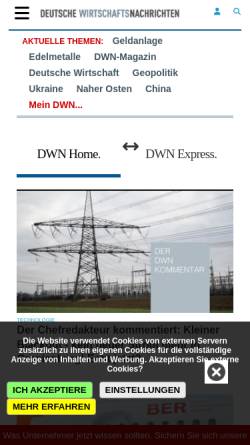 Vorschau der mobilen Webseite deutsche-wirtschafts-nachrichten.de, Deutsche Wirtschafts Nachrichten