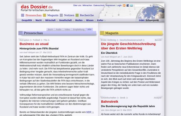 Vorschau von www.dasdossier.de, Das Dossier | Portal für kritischen Journalismus