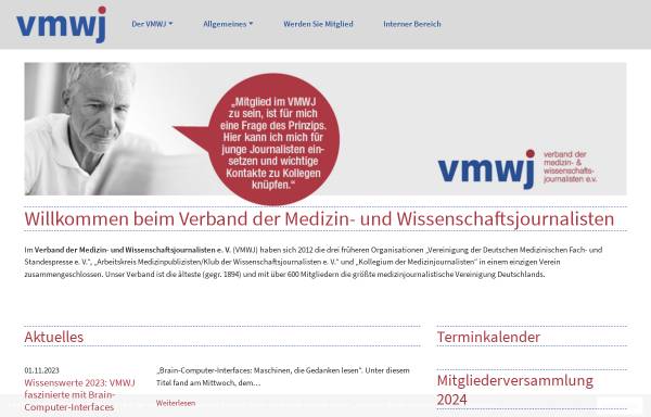 Vorschau von www.vmwj.de, Verband der Medizin- und Wissenschaftsjournalisten e. V.