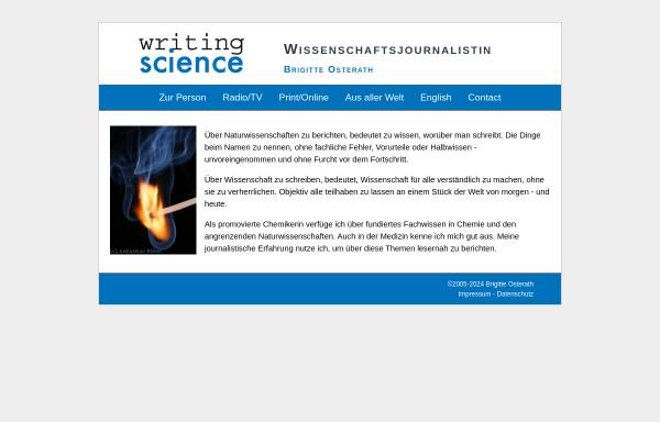 Vorschau von www.writingscience.de, Writing science, Brigitte Osterath