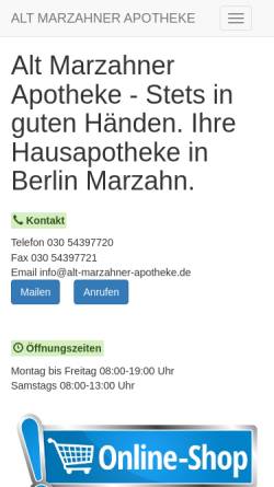 Vorschau der mobilen Webseite www.alt-marzahner-apotheke.de, Alt Marzahner Apotheke