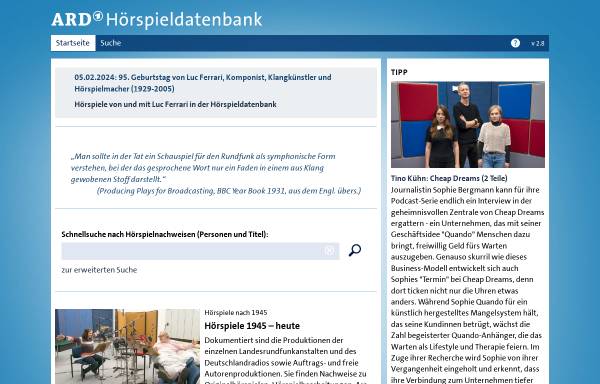 Vorschau von hoerspiele.dra.de, ARD-Hörspieldatenbank
