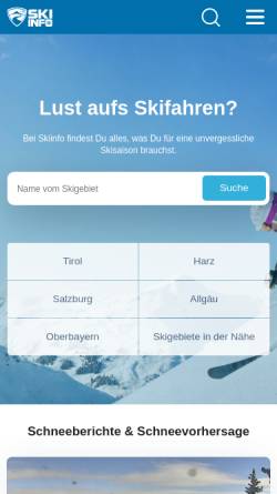 Vorschau der mobilen Webseite www.skiinfo.de, Skiinfo
