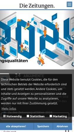 Vorschau der mobilen Webseite www.die-zeitungen.de, Die-Zeitungen.de