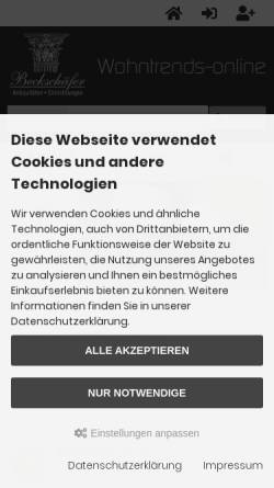 Vorschau der mobilen Webseite www.antiquitaeten-beckschaefer.de, Möbelhaus Beckschäfer GmbH & Co. KG