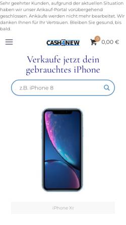 Vorschau der mobilen Webseite cash4new.de, Cash4new