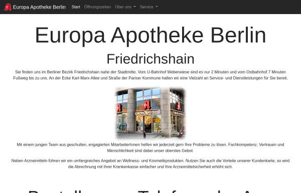 Vorschau von www.europaapotheke.de, Europa Apotheke in Berlin-Friedrichshain