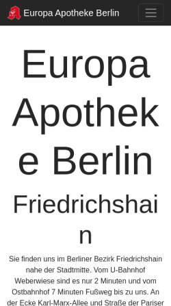 Vorschau der mobilen Webseite www.europaapotheke.de, Europa Apotheke in Berlin-Friedrichshain