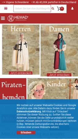 Vorschau der mobilen Webseite www.mittelalterliche-kleidung.com, Mittelalterliche Kleidung, Billy Held