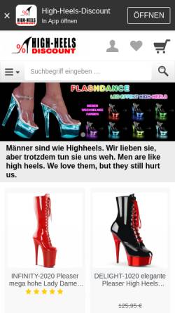 Vorschau der mobilen Webseite www.high-heels-discount.de, Euro Media Trade GmbH