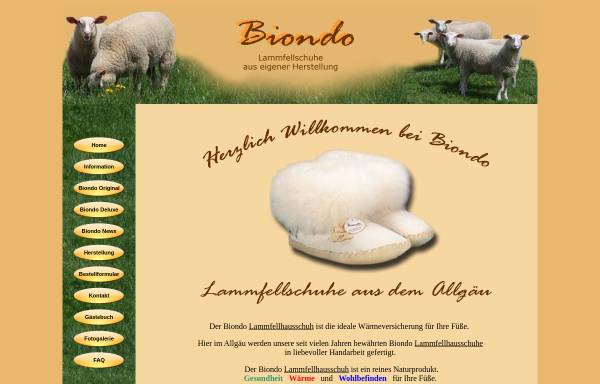 Vorschau von www.biondo-lammfellschuhe.de, Biondo Lammfellschuhe
