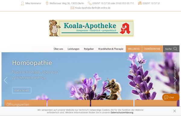 Vorschau von www.koalaapotheke.de, Koala-Apotheke im EKZ Hohenschönhauser Tor