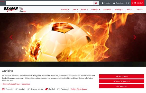 Vorschau von www.dragonsport.de, Dragon Sport Sportartikel Vertriebs GmbH