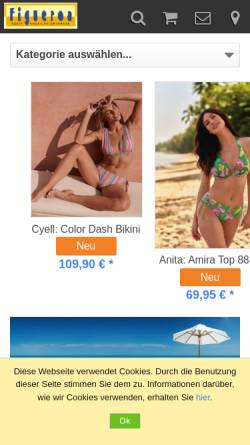 Vorschau der mobilen Webseite figueroa-bikinis.de, Figueroa Bademoden, Thomas Witte