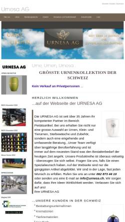 Vorschau der mobilen Webseite www.urnesa.ch, Urnen, Urnesa AG
