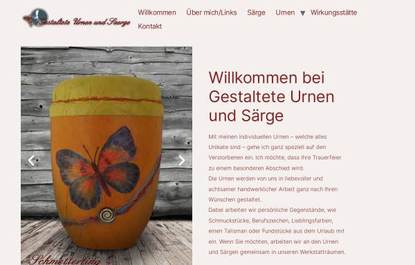 Vorschau von www.gestaltete-urnen-saerge.de, Gestaltete Urnen und Särge, Irina Hradsky
