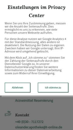 Vorschau der mobilen Webseite www.oleander-apotheke-berlin.de, Oleander Apotheke