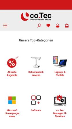 Vorschau der mobilen Webseite www.cotec.de, co.Tec Gesellschaft für Softwaredistribution mbH