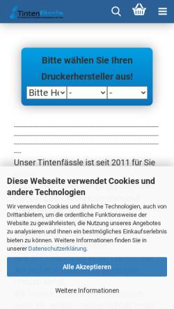 Vorschau der mobilen Webseite www.tintenfaessle.eu, Tintenfässle, Inh. Jens Endreß