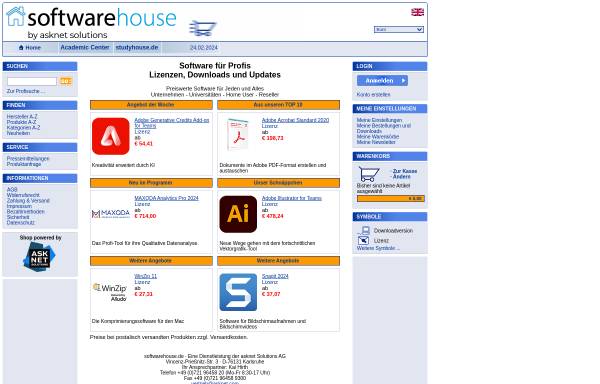 Vorschau von www.softwarehouse.de, Asknet softwarehouse.de