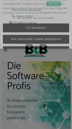 Vorschau der mobilen Webseite www.btb-shop.de, BtB OHG