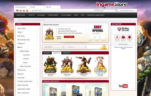 Vorschau von ingamestore.com, IngameStore, Trading Passion Ltd.