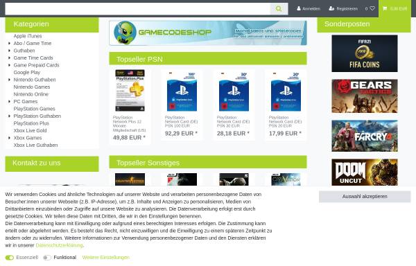 Vorschau von gamecodeshop.de, Gamecodeshop