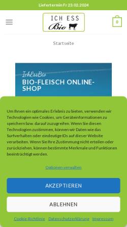 Vorschau der mobilen Webseite www.ichessbio.de, IchEssBio - Bio-Fleisch Online-Shop