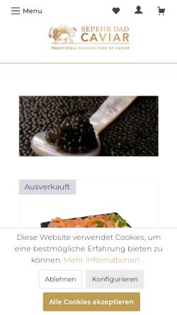 Vorschau der mobilen Webseite www.kaviar.de, Sepehr Dad Caviar GmbH