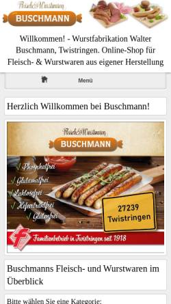 Vorschau der mobilen Webseite www.buschmann-wurst.de, Wurstfabrikation Walter Buschmann