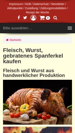 Vorschau der mobilen Webseite www.fleisch24.at, Fleischerei Kollecker Wien - fleisch24.at