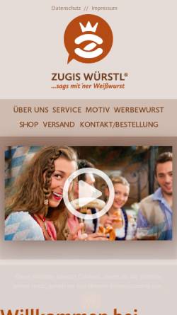 Vorschau der mobilen Webseite www.weilswurschtist.de, Zugis Würstl, Matthias Zugschwert