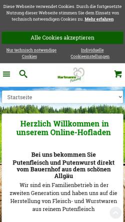 Vorschau der mobilen Webseite www.hartmanns-putenhof.de, Hartmanns Putenhof