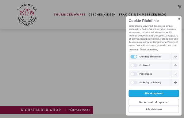 Vorschau von www.eichsfelder-shop.de, Thüringer Wurst Shop, Inhaber: Konrad Eismann